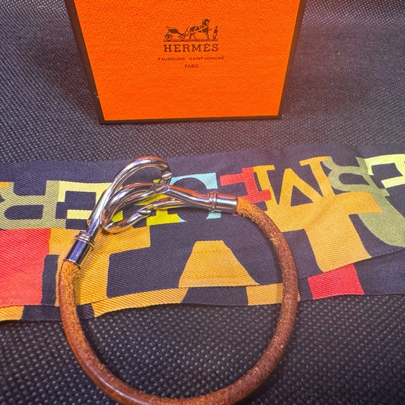 Hermès Nautile Twisted Knot Bracelet Natural Barenia Leather w/ Box Rare Vintage - Picture 5 of 11